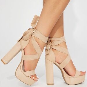 Fashion Nova Nude Strappy Block Heels